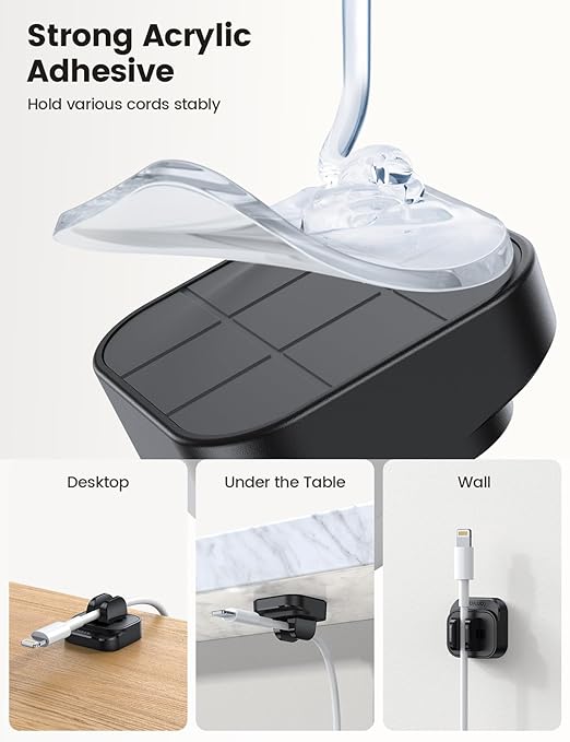 Lamicall 5+2 Packs Cable Spring Holder Clips, Cord Organizer for Desk - Adjustable Cord Clip, Wire Holder Organizer, Phone USB Charger Cable Holder