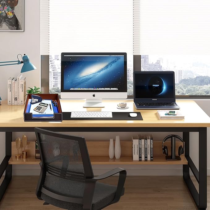 Leather Letter Tray, Office Supplies Desk Organizer for Mail Paper Files Magazines Jewelry Cosmetics,Luxury Letter Holder&Multipurpos Stackable Office Desktop Storage Box,Coffee