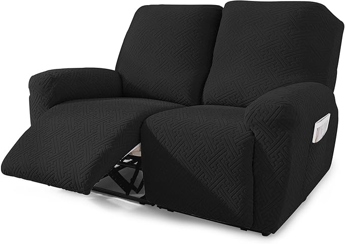 NORTHERN BROTHERS Recliner Chair Covers, Loveseat Chair Covers, Covers for Reclining Chairs, Recliner Couch Cover 2 Seat, Black