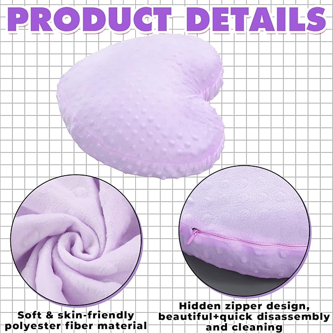 9 lb Sensory Weighted Pillow with Glass Bead Filled Heavy Soft Versatile Hug Body Pillow W/stress Relief for Adults Comfort Relaxation Sleep Valentine's Thoughtful Gift Hear(Purple)