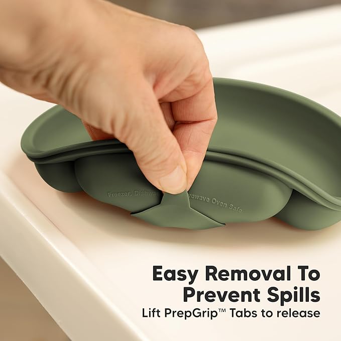 KeaBabies Suction Plates for Baby, Toddler - 3-Pack 100% Silicone Toddler Plates, Divided Baby Plates with Suction, Silicone Plates for Baby, Kids, BPA-Free, Microwave, Dishwasher Safe (Harvest)