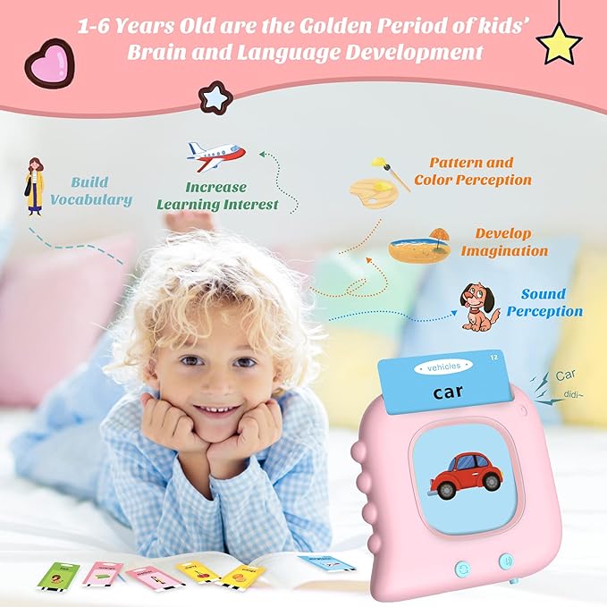 Pocket Speech Therapy Materials for Toddler 1-6, 510 Sight Words Talking Flash Cards, Autism Sensory Toys Montessori Learning Resources Kindergarten Preschool Educational Toys, Birthday Gift for Girls