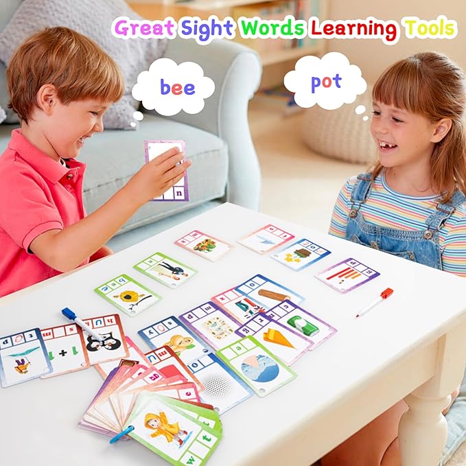 Phonics Sight Words and Spelling Games, Phonics Game Pad for Kids Ages 4-6, CVC Word Writing Activities, Preschool to Kindergarten Educational Toys, Learn to Read for Toddlers 3-6 Years Old
