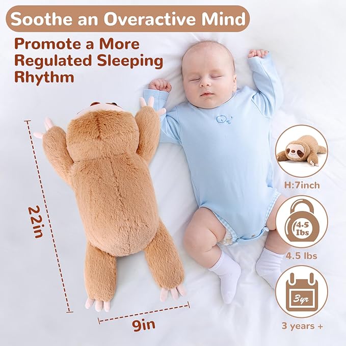 Sloth Weighted Stuffed Animals - 22 Inch 4.5 Pounds Weighted Plushies Sloth Stuffed Animals - Big Plush Pillow - Cute Plush Toys Gifts for Kids & Adults (22" 4.5 lbs)