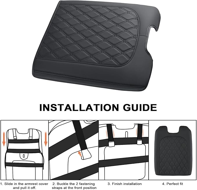 GIANT PANDA Custom Fit Console Cover for 2013-2018 Ram 1500 & 2013-2024 Ram 2500/3500/1500 Classic Model Jump Seat Console - Waterproof Faux Leather Armrest Center Cover - Full Protection - Black