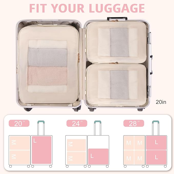 Expandable Double-Sided Compression Packing Cube，3 Set Lightweight Double Deck Organizer Bag Carry on Luggage Backpack Suitcases，Women Travel Accessories for Separate Clean and Dirty Clothes