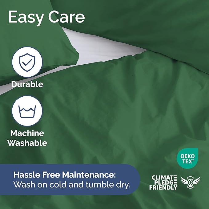 Duvet Cover Twin/Twin XL Size Set - Extra Soft Duvet Cover 68 x 90 with 1 Pillow Sham - Hotel Luxury, Easy Care and Fade Free w/ Zipper Closures & Ties - Comfy, Breathable Bedding Set (Emerald Green)