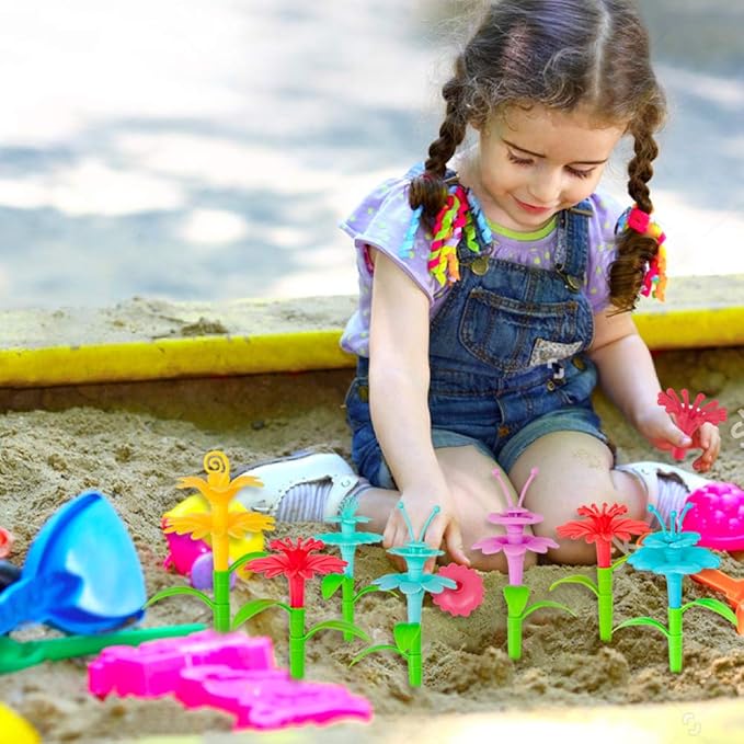 CENOVE Toddler Toys for 3 4 5 6 7 Year Old Girls and Boys,Flower Garden Building Toy with Carry Box, STEM Toys for Preschool Children Educational Activity