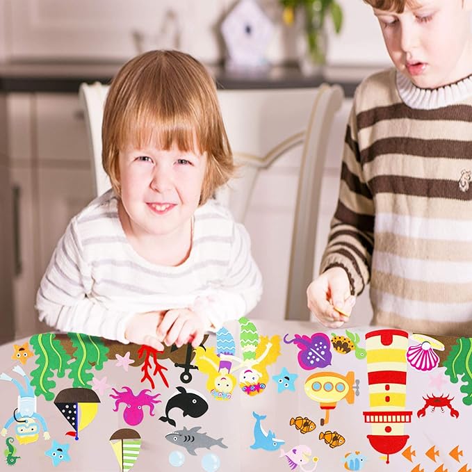 Craftstory Ocean Animals Toys Felt/Flannel Boards Stories Figures Sets for Preschool 40 Pieces Toddlers Under The Sea Kids Interactive Storytelling Teaching Play Kits