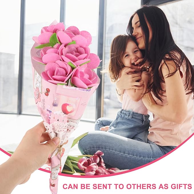 Beavorty 2 Sets Bouquet Material Package DIY Fabric Bouquet Arts and Crafts for Kids Flower Crafts for Kids Make Your Own Flowers Fabric Flower Bouquet Kid Toy Non-woven Child Props Unique