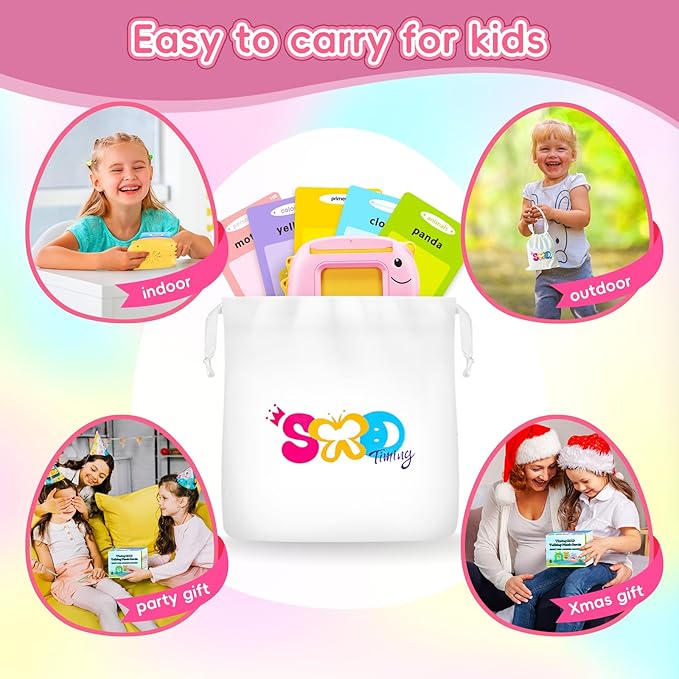 Talking Flash Cards for Toddlers, 540 Sight Words Flash Cards Speech Therapy Toys - Learning Educational Gifts for Age 1 2 3 4 5 6 Years Old Boys and Girls(540 Sight Words_Pink)