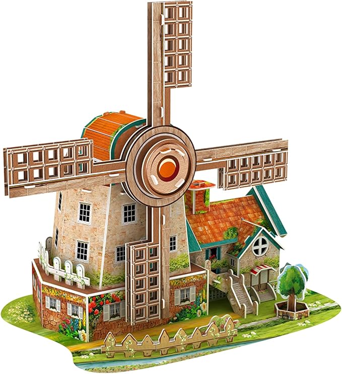 3D Puzzles for Adults Kids Holland Windmill with Music Box, Model Kits, Holiday Decor Birthday Gifts,Gifts for Men Women Arts and Crafts for Adults.(Holland Windmill)