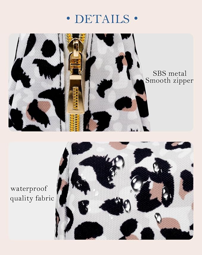 Aosbos Small Travel Makeup Pouch - Cosmetic Bag for Women, Midnight Black