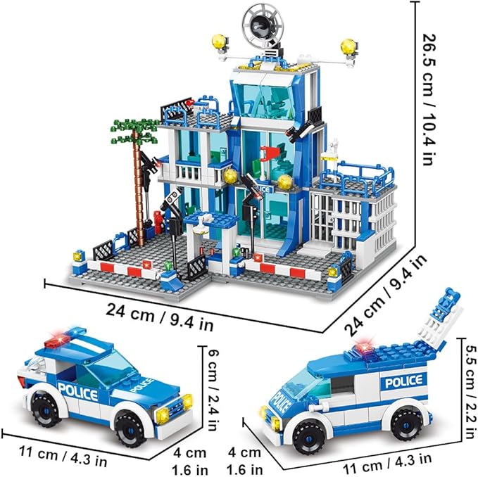 City Police Station Building Sets, 570pcs City Police Sets Toy Building Bricks Kit, Compatible with Lego，Gift for Boys 6-12