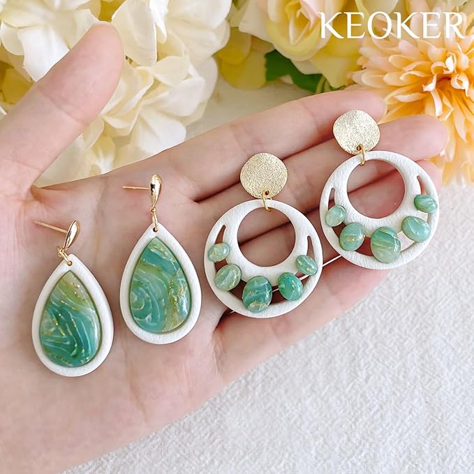 Keoker Embedded Clay Cutters, Clay Cutters for Polymer Clay Jewelry Making, Embedded Polymer Clay Earring Cutters, Earring Cutters for Polymer Clay, Polymer Clay Cutters for Earrings