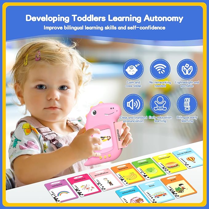 Talking Flash Cards, Flash Cards for Kids-Vehicles, Food, Colors, Animals, Toddler/Head Start Teaching Aids for Preschool, Toys for 2 3 4 5 Year Old Boys and Girls