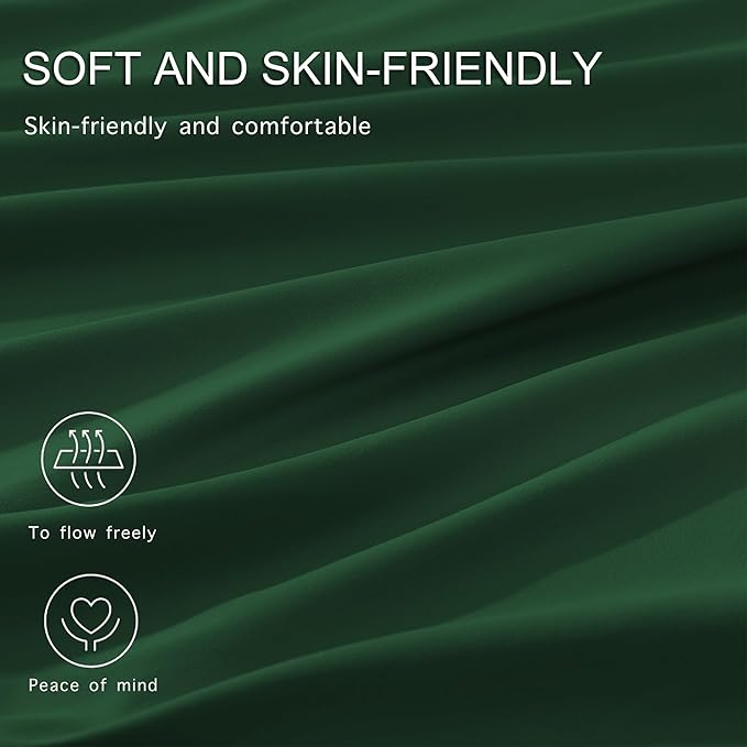 Monbix Full Comforter Set - 7 Pieces Emerald Green Bed in a Bag Full Size Bedding Sets with Comforters, All Seasons Comforter with Sheets, Pillowcases & Shams