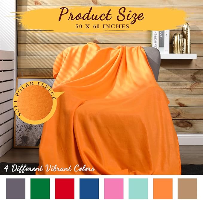 Kinlop Fleece Blanket Bulk 60 x 50 Inch Soft Lightweight Fleece Cozy Blanket Warm Throw Plush Pet Throw for Bed Couch Sofa Home Office Wedding Gifts Travel Camping(Novel Color,80 Packs)