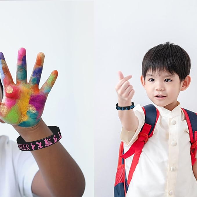 48 Pcs Cheer Party Favors Rubber Bracelets Silicone Wristbands,Cheerleading Party Favors Supplies Decorations for Cheer Team and Cheerleaders