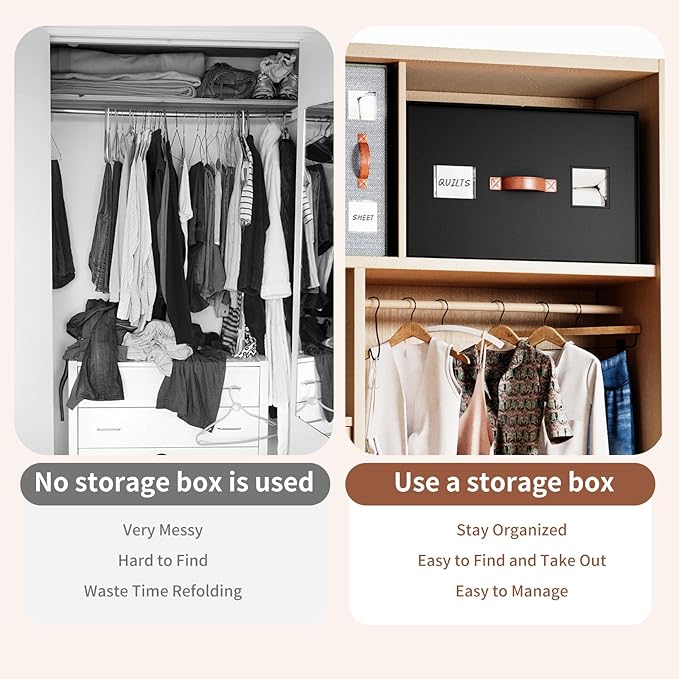 2 Pack Large blanket Storage Organizers, 70L black comforter storage bags with Reinforced Walls ，Foldable 21"x18"x11" Space-Saving Design for Bedding Storage & sheet Organize