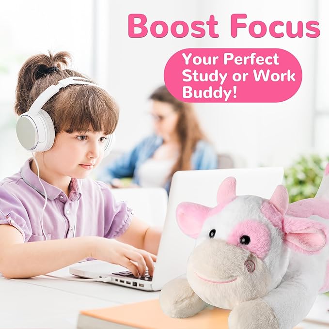 Cow Weighted Stuffed Animals - 22 Inch 4.5 Pounds Weighted Plushies Cow Stuffed Animals - Big Plush Pillow - Cute Plush Toys Gifts for Kids & Adults (22" 4.5 lbs Pink)