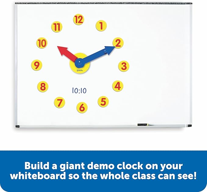 Learning Resources Magnetic Time Activity Set, Homeschool, Time Telling, Basic Math Skills, Giant Demo Clock, Whiteboard Accessories, Grades K+, Ages 5+
