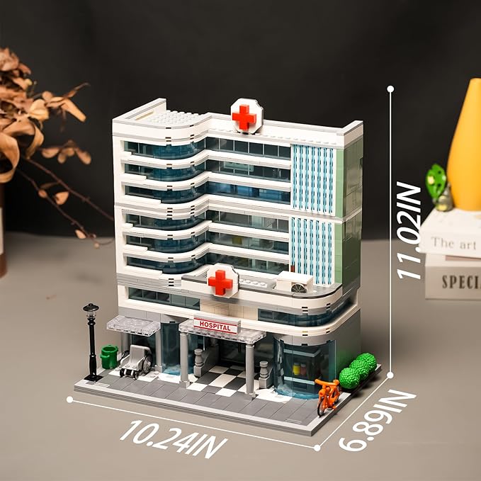 City Hospital Building Set Compatible with Lego for Boys and Girls 8-14 Years,Morden House Building Kit for Adults Christmas Birthday Gifts 1350 pcs