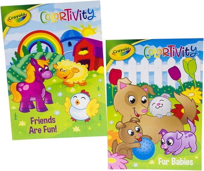 Crayola Coloring Books for Kids Learning Set Bundle - 7 Pc Animal Coloring Activity Books Learning Crayons and Stickers
