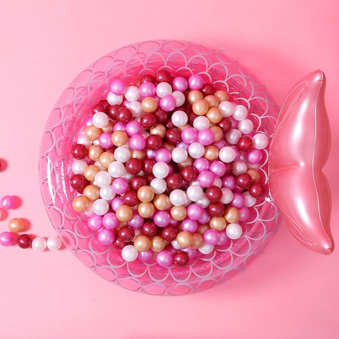 GOGOSO Plastic Balls Play Pit Balls for Baby Kid Ball Play Pit Play Yard, Baby Fance, Playpen, Playtent with 4 Colors,2.17inches, Pearl Pink+Brown+Pearl Red+White