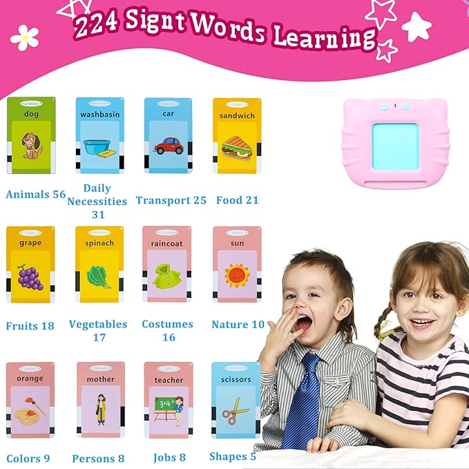 QuTZ Toddler Toys for 2 3 4 5 Year Old Boys and Girls, Speech Therapy/Autism Sensory Toys for Autistic Children, Learning Montessori Toys, 224 Sight Words Talking Flash Cards