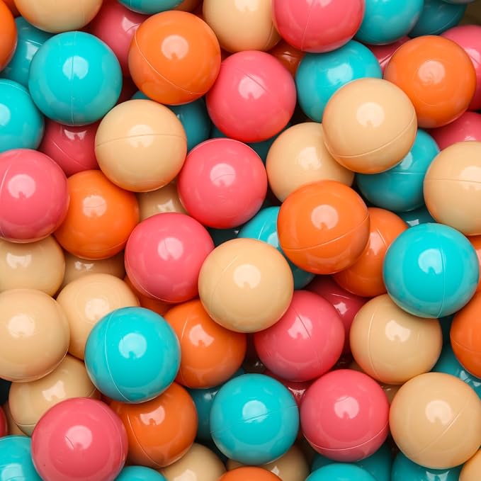GOGOSO Ball Pit Balls for Toddlers - Soft and Gentle 100pcs 2.15inch plasticsball Christmas Decoration Birthday Gifts,Orange+Pink+Blue+Beige