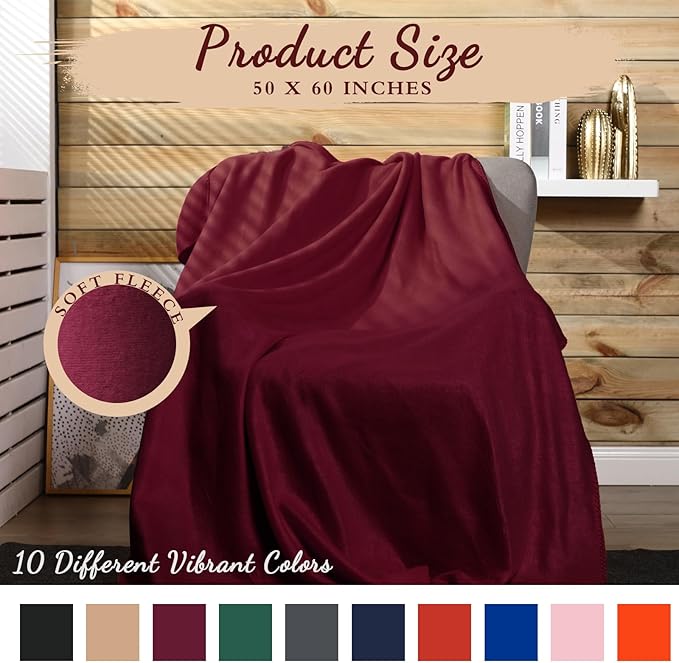 Kinlop Fleece Blanket Bulk 60 x 50 Inch Soft Lightweight Fleece Cozy Blanket Warm Throw Plush Pet Throw for Bed Couch Sofa Home Office Wedding Gifts Travel Camping(Trendy Color,60 Packs)