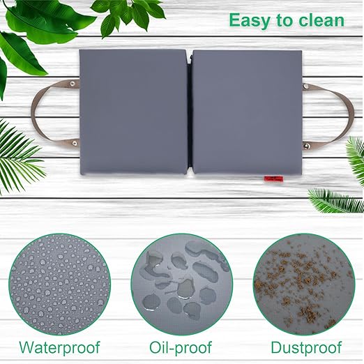 Extra Thick Soft Kneeling Pad for Men and Women, Waterproof Gardening Pads with Memory Foam, Yoga or Exercise Cleaning Knee Cushion, Collapsible Kneeling Mat Non-Slip Bottom, Garden Gifts Light Grey