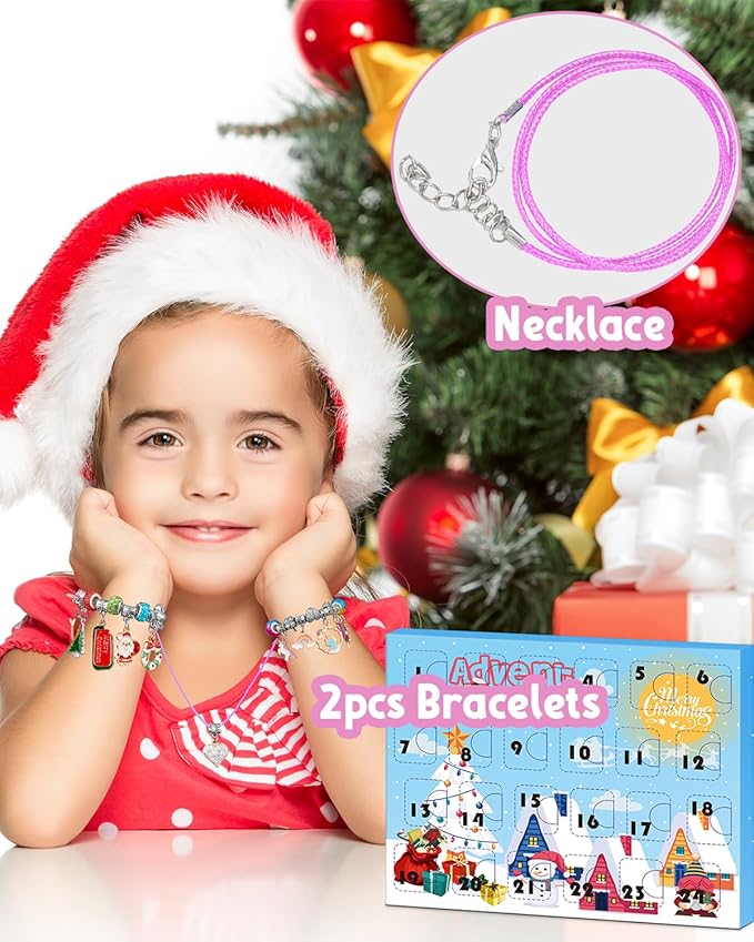 Advent Calendar 2024 Girls, Unicorn & Christmas Themed Charm Bracelets Advent Calendars for Kids Teens 4-12, Best Friends Jewelry Making Kit Craft Toys Countdown Advent Calender for Teenagers & Women