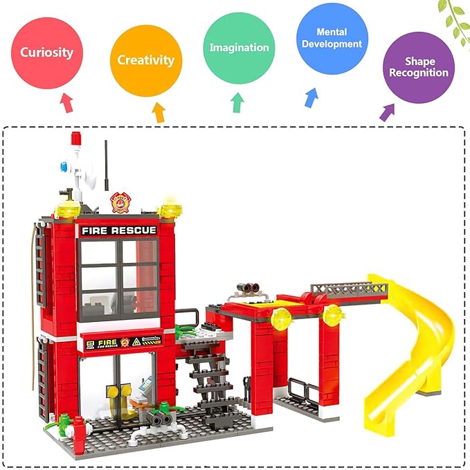 Liberty Imports STEM Building Blocks Sets, Compatible Model Building Toys Gift for Boys Age 6-12 (Fire Rescue)