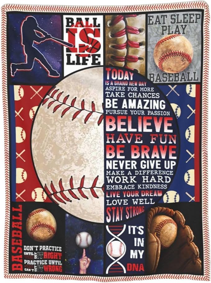 Baseball Blanket Baseball Throws Blanket Sports Lover Gifts Throw Blankets Baseball Decor Soft Cozy Fleece Plush Warm Flannel Bedding Blanket for Men Boys Kids Adults Couch Bed 40"X50"