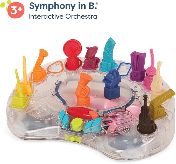 B. toys - B. Symphony Musical Toy Orchestra for Kids 3+ Years– 13 Musical Instruments for Classical Music for Babies and Toddlers – Interactive Kids Music Toys with Lights and 15 Songs