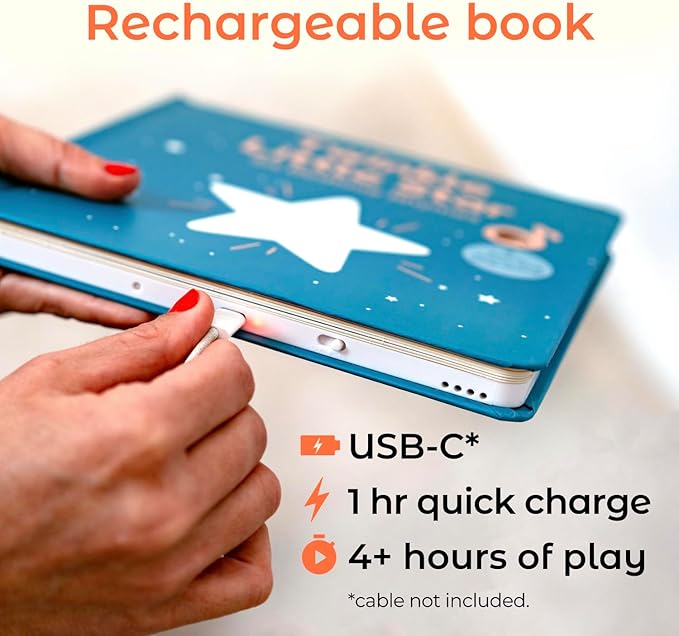 Cali's Books Twinkle Twinkle Little Star – USB-C Rechargeable Musical Book for 1-Year-Old | Sound Book for Toddlers 1-3 with Bedtime Lullabies – Nursery Rhymes Musical Book