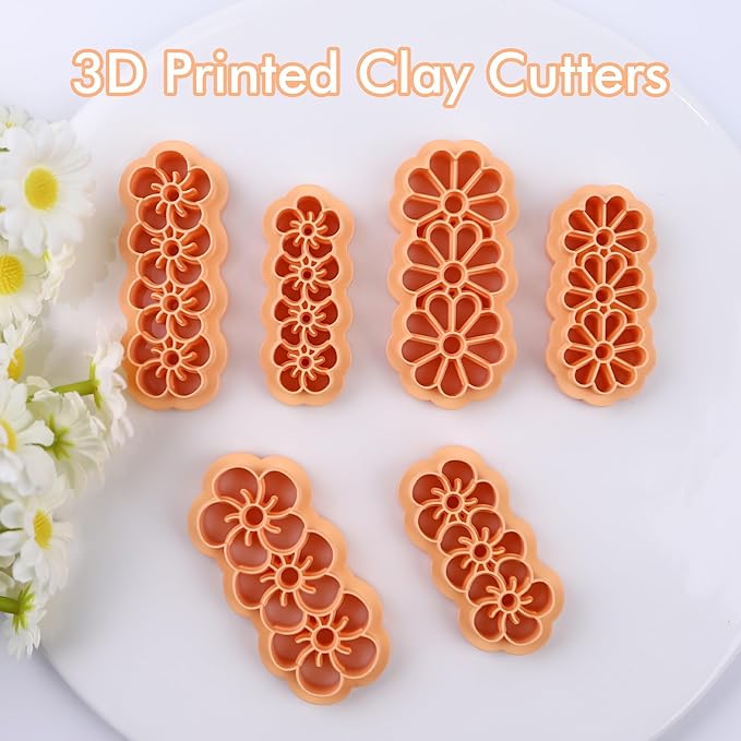 Puocaon Barrette Hair Clip Shape Cutters - 6 Pcs Daisy Flower Cutters for Polymer Jewelry Making and Barrettes