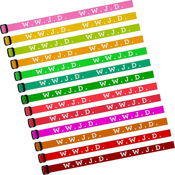 HyDren 100 Pieces Webbing Bracelets What Would Jesus Do Bracelets Christian Jesus Bracelets Religious Charm for Men Women Boys and Girls