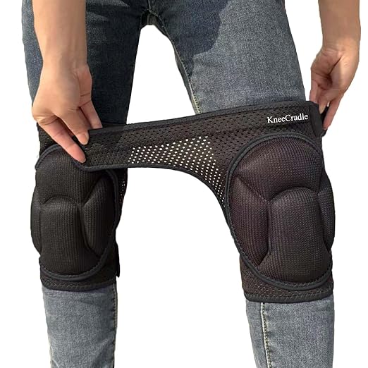 Gardening & Cleaning Knee Pads for Work, Soft EVA Foam Kneepads for Adult Men & Women, Breathable & Elastic with Anti-Slip Design, Great for Weeding, Flooring & Kneeling Worker for Christmas, Black L