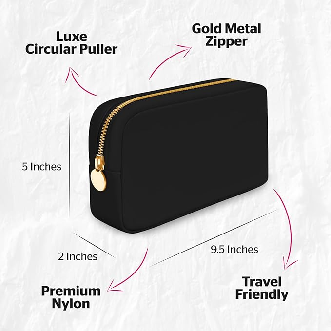 DANCOUR Nylon Makeup Bags for Women Large Preppy Travel Toiletry Pouch Cosmetic Bag Makeup Organizer