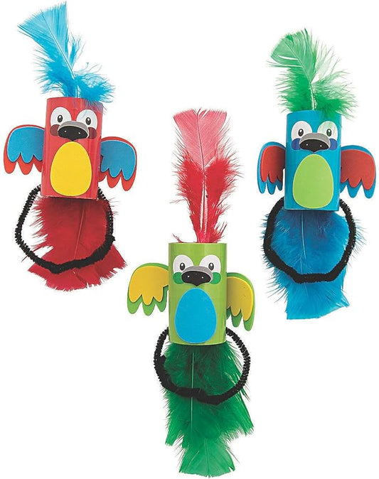 Fun Express Parrot Bracelet Craft Kit-12 - Crafts for Kids and Fun Home Activities - VBS Vacation Bible School Supplies/Decor