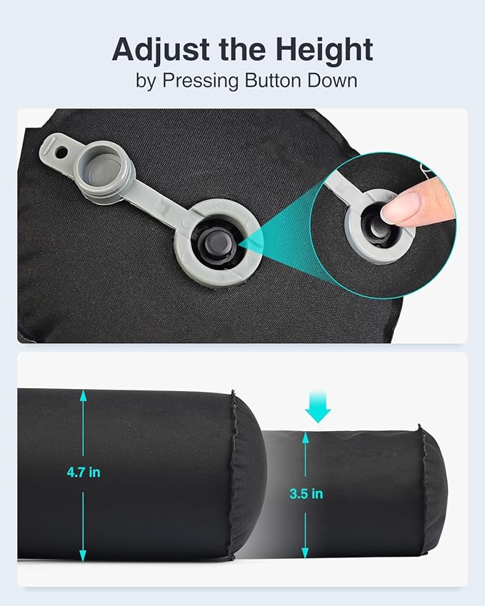 Luxtude Inflatable Lumbar Pillow for Airplane Travel, Inflatable Lumbar Support Pillow for Car & Office Chair, Neck Roll Pillows for Lower Back Pain Relief, Travel Back Support Neck Pillows