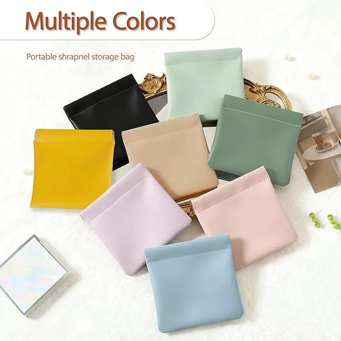 4Pcs Personalized Snap Closure Leather Organizer Pouch,Portable Small Makeup Bag for Women,Coin Purse Lipstick Cosmetics Accessories Organizer,Small Travel Kit Storage Pouch ﻿ (B)