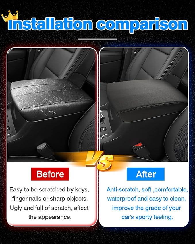 Autorder Center Console Cover for 2018-2024 Chevrolet Traverse Accessories Armrest Cover Anti-Scratch Middle Console Pad Leather Armrest Protector