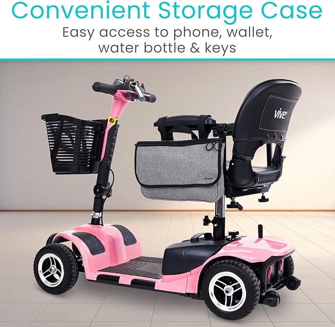 Vive Wheelchair Carry Bag - Arm Rest Pouch for Rollator, Walkers, Power Wheel Chairs and Knee Scooters - Side Storage Organizer for Elderly, Seniors, Adults (Gray)