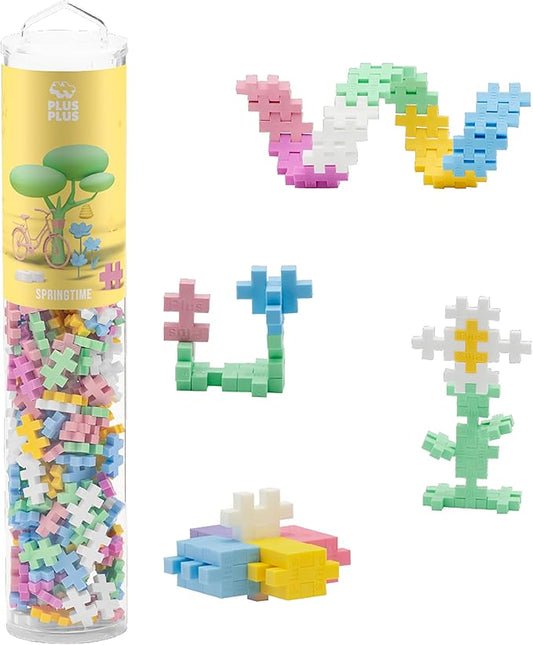 PLUS PLUS 240 Piece Interlocking Building Blocks for Kids, Open Ended Connecting Toys, STEM Bin Classroom Mini Manipulatives - Spring Mix Play Tube