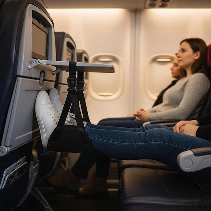 Tuygn 2-Pack Airplane Travel Footrest Hammock Perfect Airplane Foot Hammock for Aircraft Chairs Telecommute Conditions Thin Travel Stool for Office