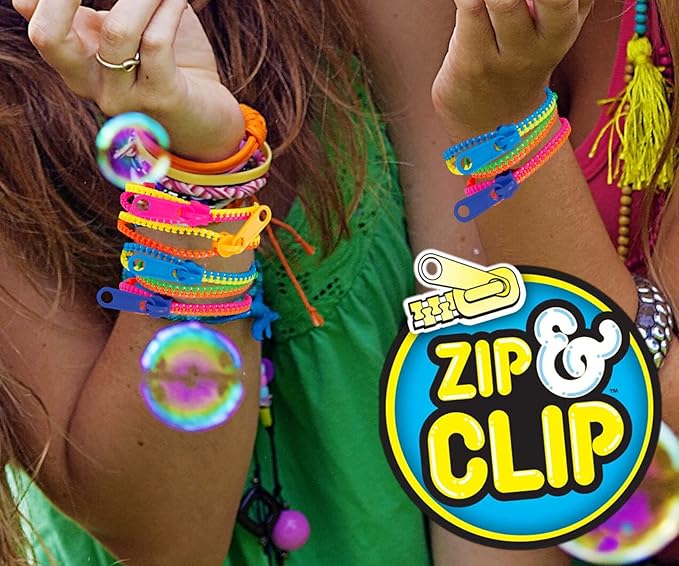 JA-RU Triple Fidget Zipper Bracelet (6 Bracelets in 2 Packs) 7.5" Neon Colors Fidget Toy for Kids Friendship Bracelet, Hand Accessories Sensory Toys Party Favors for Girls. 4785-2s